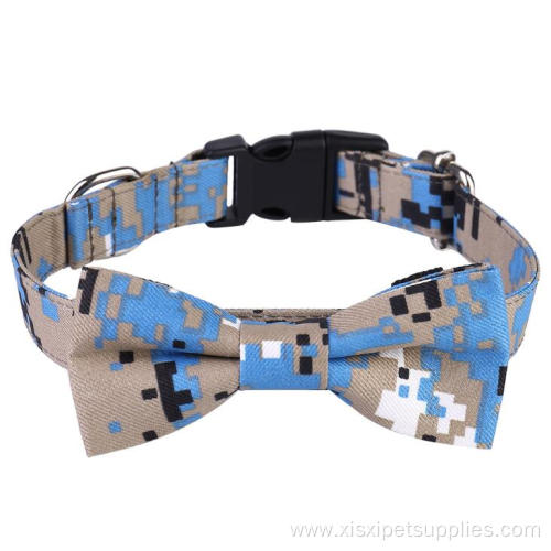 Friendly Camo Luxury Removable Bow Tie Dog Collar